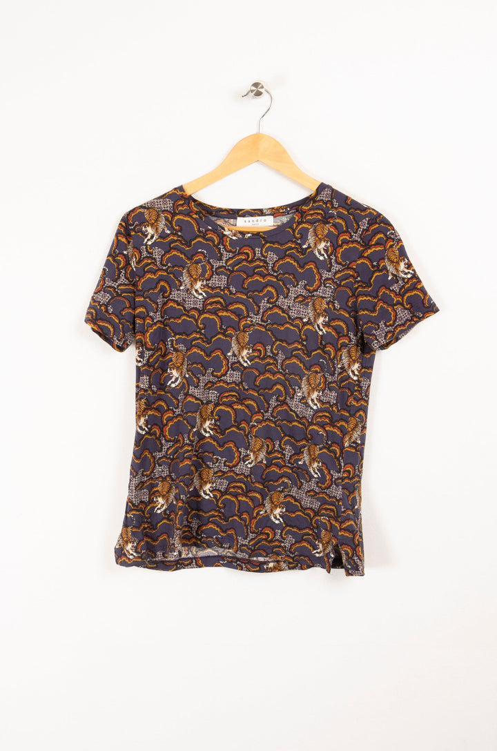 T-shirt with clouds and tigers patterns - M / 38