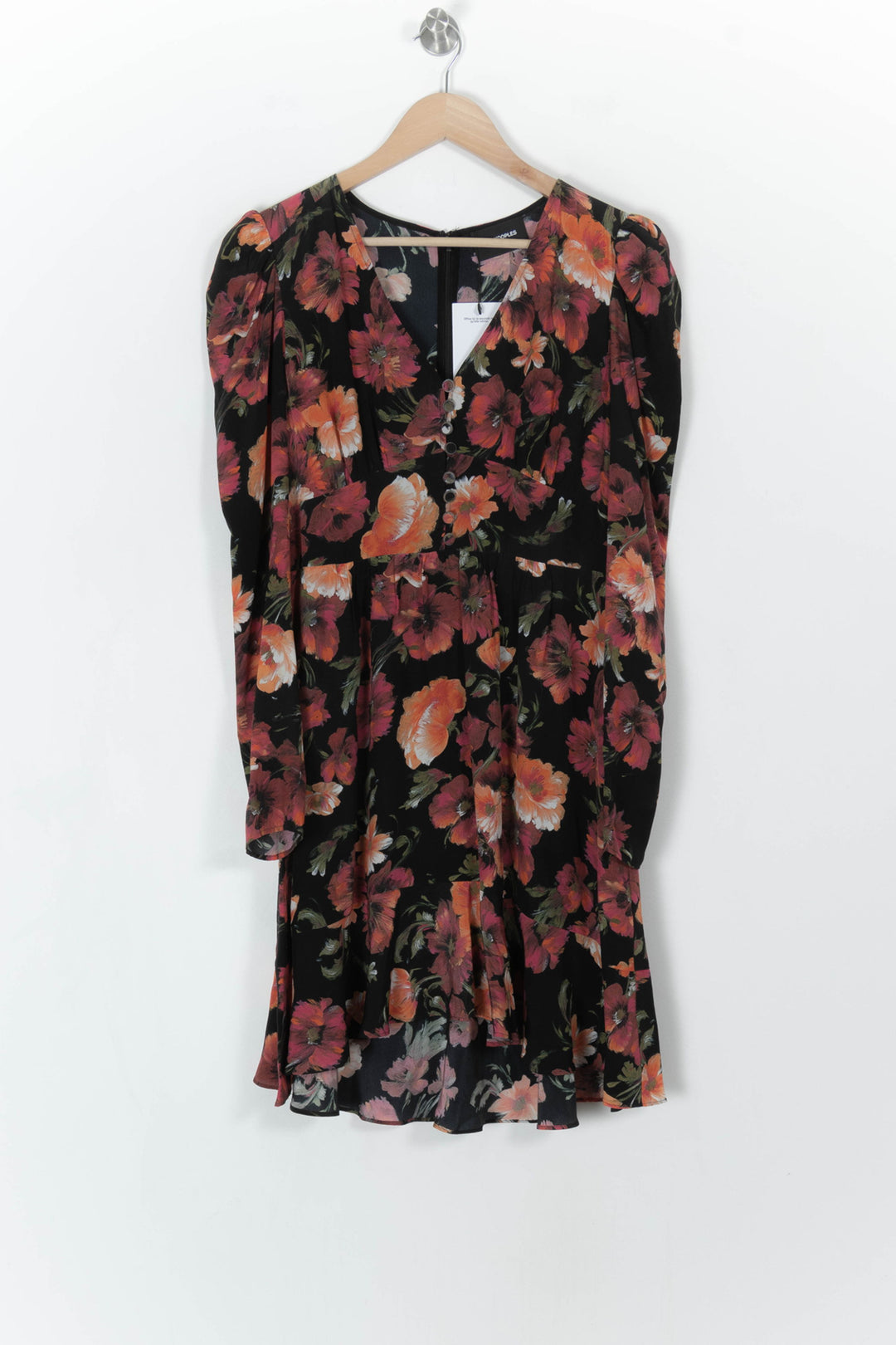 Robe Fleurie Noire et Orange - Taille M/38 de la marque The Kooples | PARAD85367 - Vendu par Paradigme - Image 2