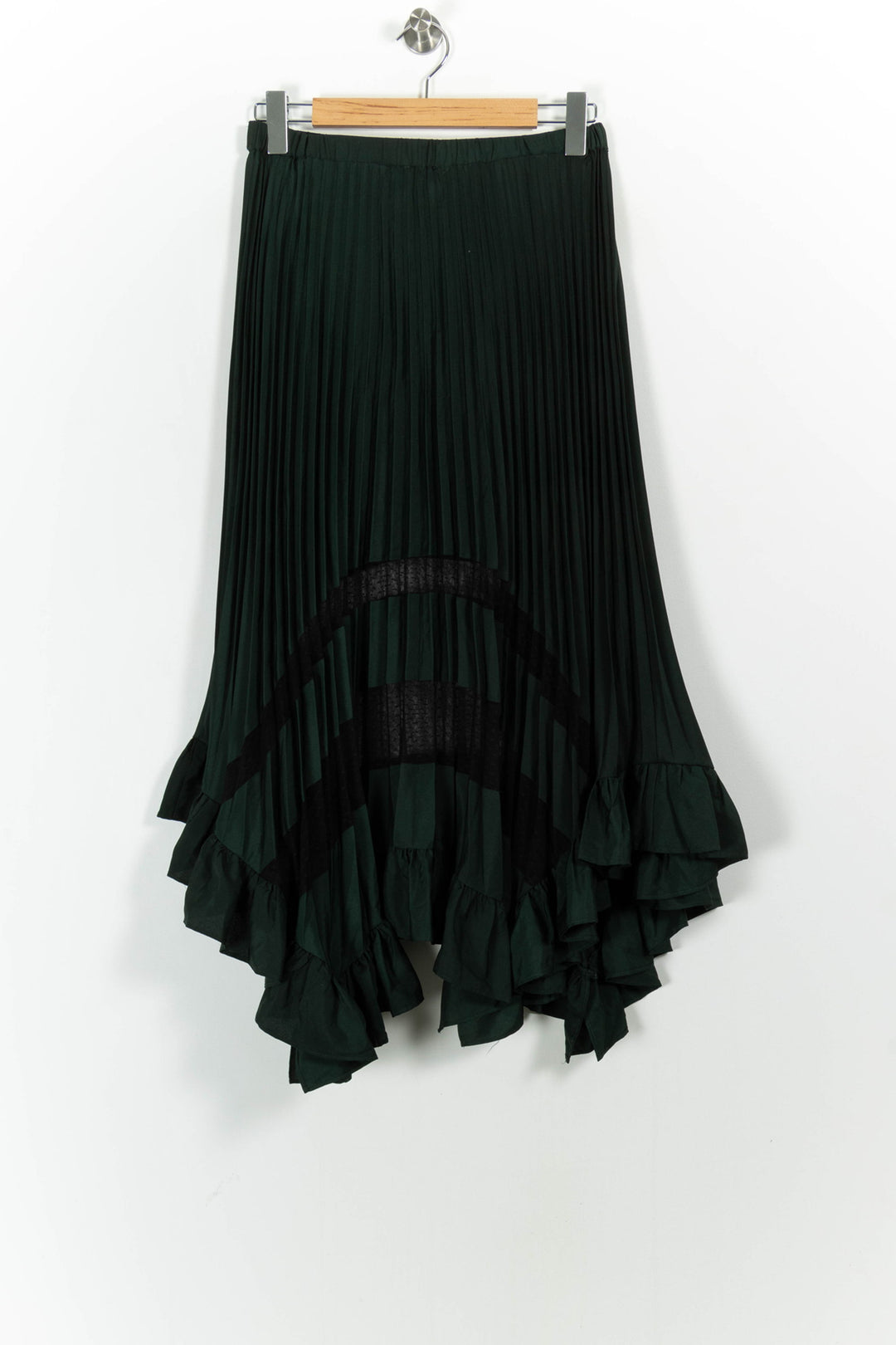 Jupe Longue Plissée Vert Foncé et Noir - Taille M/38 de la marque Claudie Pierlot | PARAD85476 - Vendu par Paradigme - Image 4