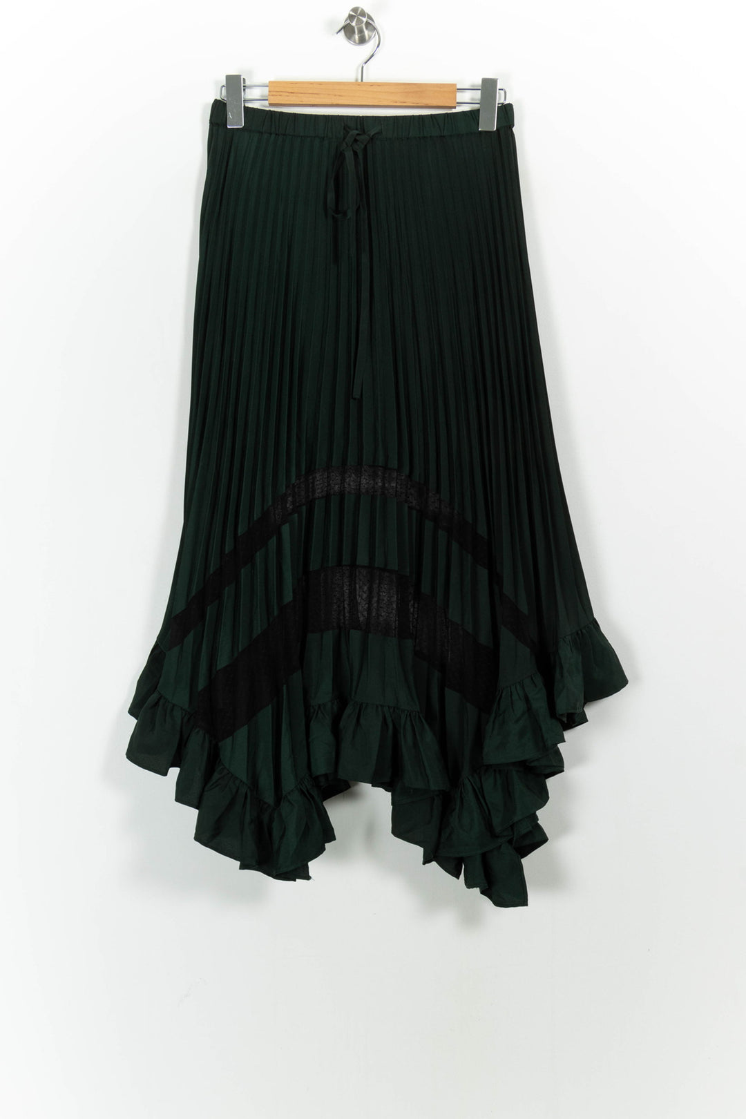 Jupe Longue Plissée Vert Foncé et Noir - Taille M/38 de la marque Claudie Pierlot | PARAD85476 - Vendu par Paradigme - Image 2