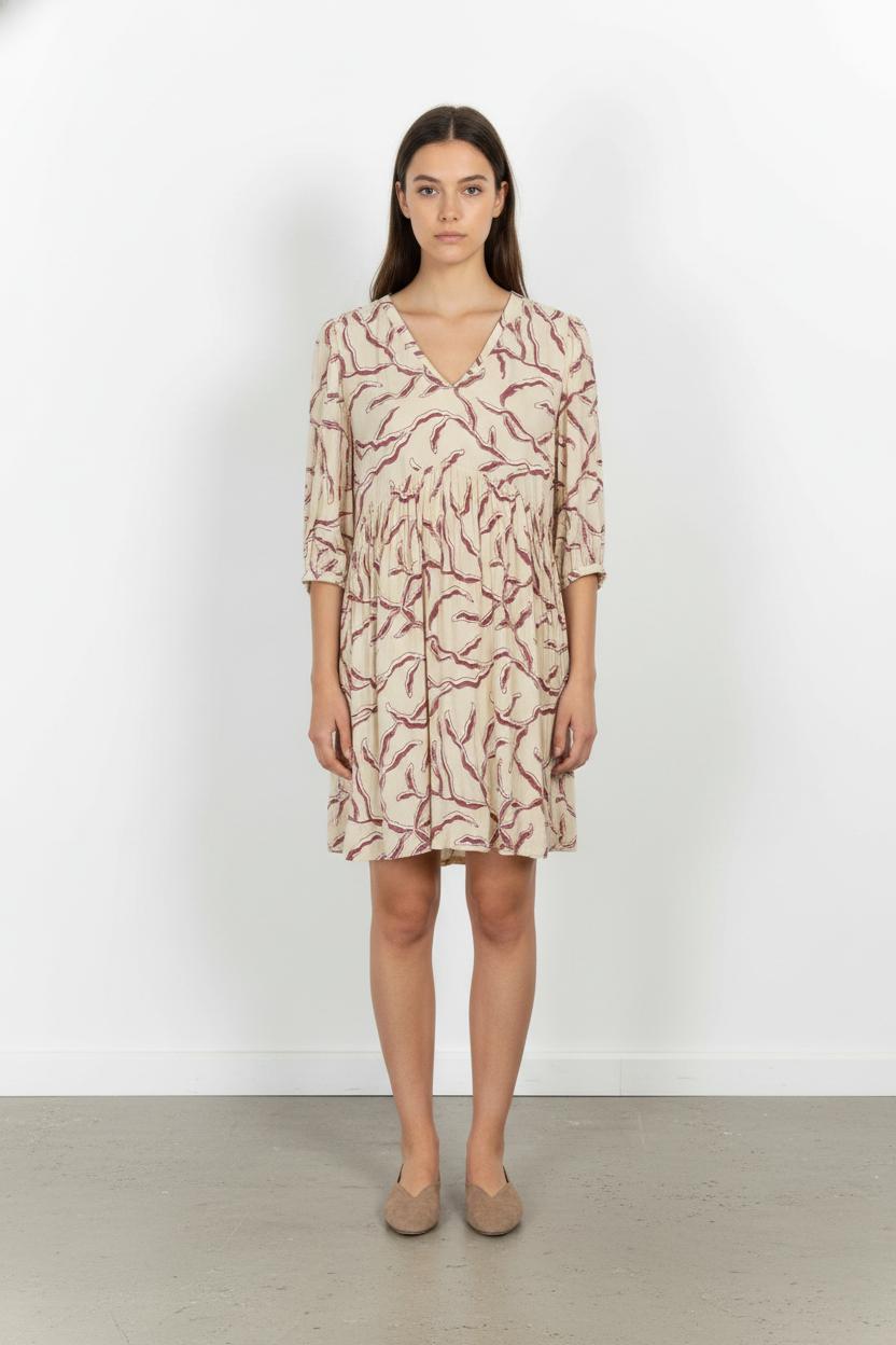 Robe Courte Beige et Bordeaux - Taille S/36 de la marque ba&sh | PARAD85487 - Vendu par Paradigme - Image 1