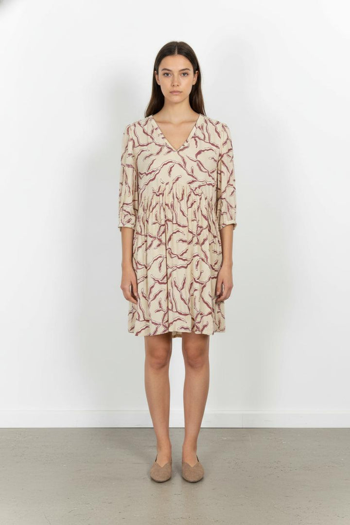 Robe Courte Beige et Bordeaux - Taille S/36 de la marque ba&sh | PARAD85487 - Vendu par Paradigme - Image 1