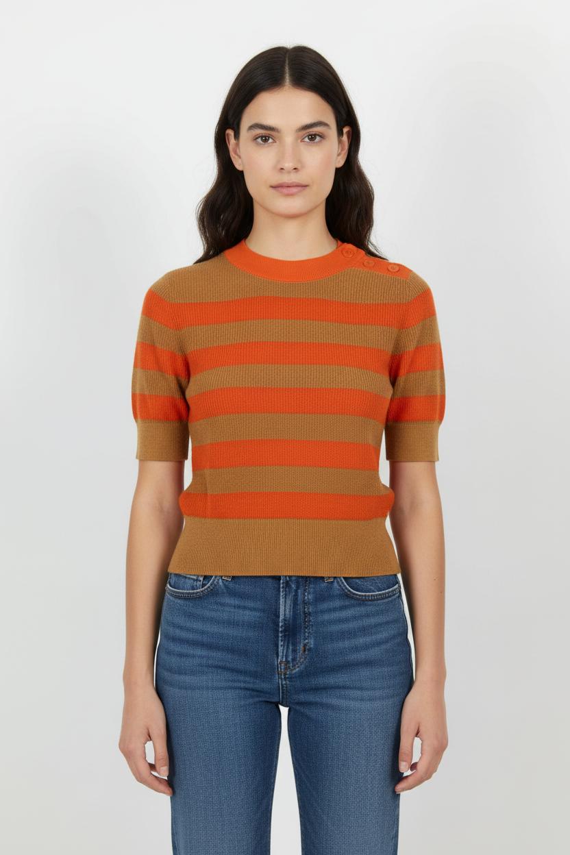 Pull Marron et Orange - Taille M/38 de la marque Comptoir des Cotonniers | PARAD85507 - Vendu par Paradigme - Image 1