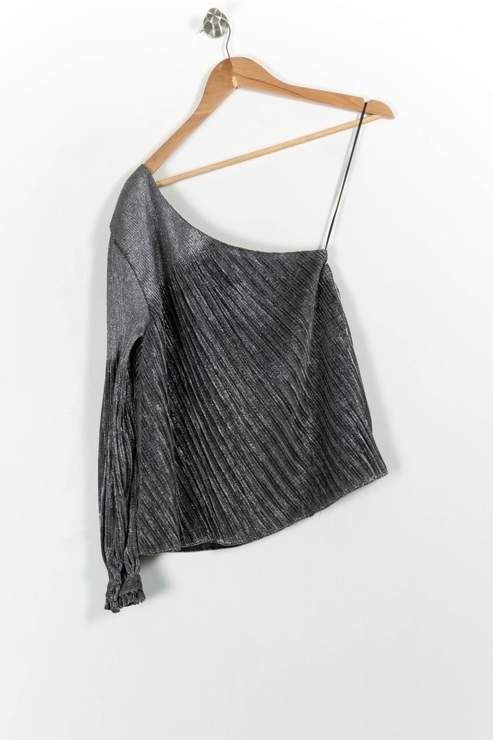 Blouse Asymétrique Grise - Taille S/36 de la marque Claudie Pierlot | PARAD85523 - Vendu par Paradigme - Image 4