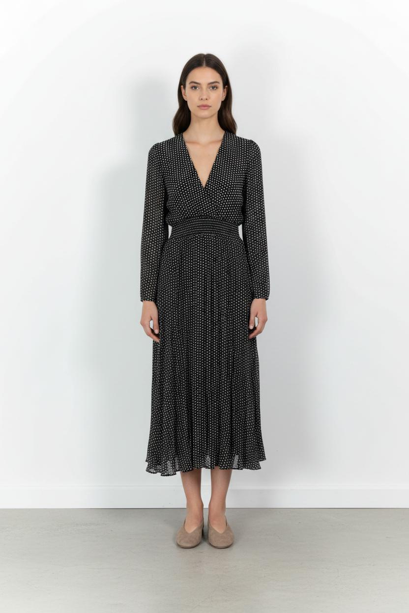 Robe Midi Noire et Blanche - Taille S/36 de la marque Maje | PARAD85534 - Vendu par Paradigme - Image 1