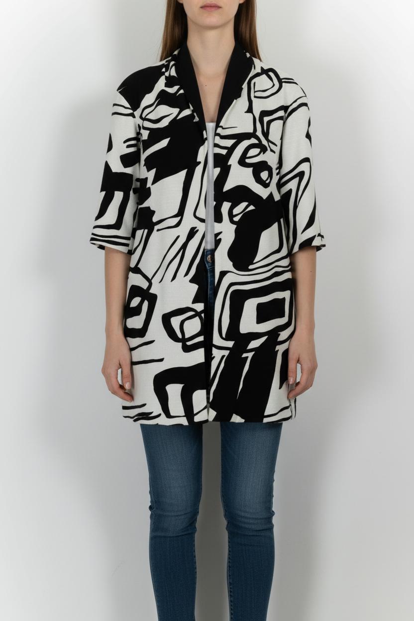 Manteau long blanc et noir - Taille M/38 de la marque Weill | PARAD85538 - Vendu par Paradigme - Image 1