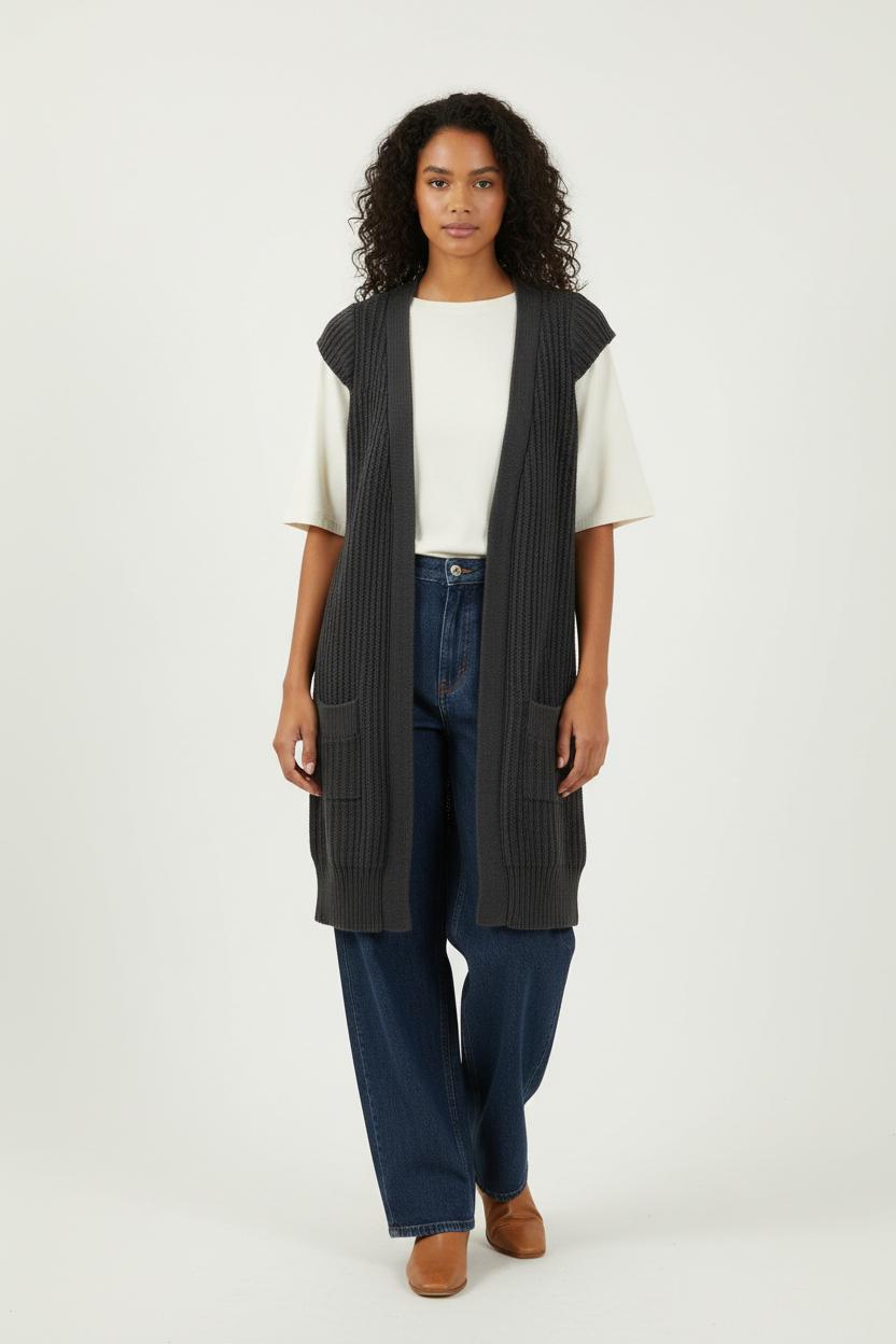 Gilet Long Gris - Taille S/36 de la marque Comptoir des Cotonniers | PARAD85564 - Vendu par Paradigme - Image 1