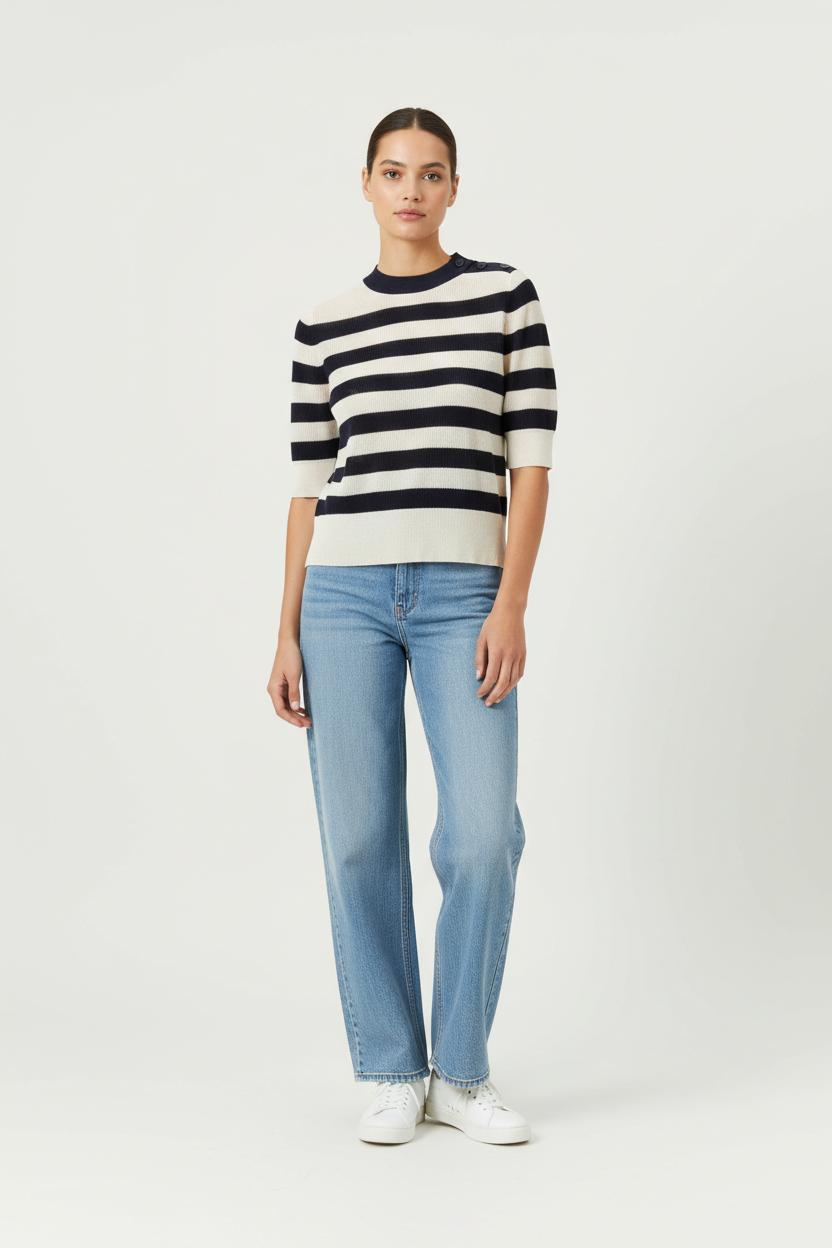 Pull Rayé Noir et Beige - Taille M/38 de la marque Comptoir des Cotonniers | PARAD85577 - Vendu par Paradigme - Image 1