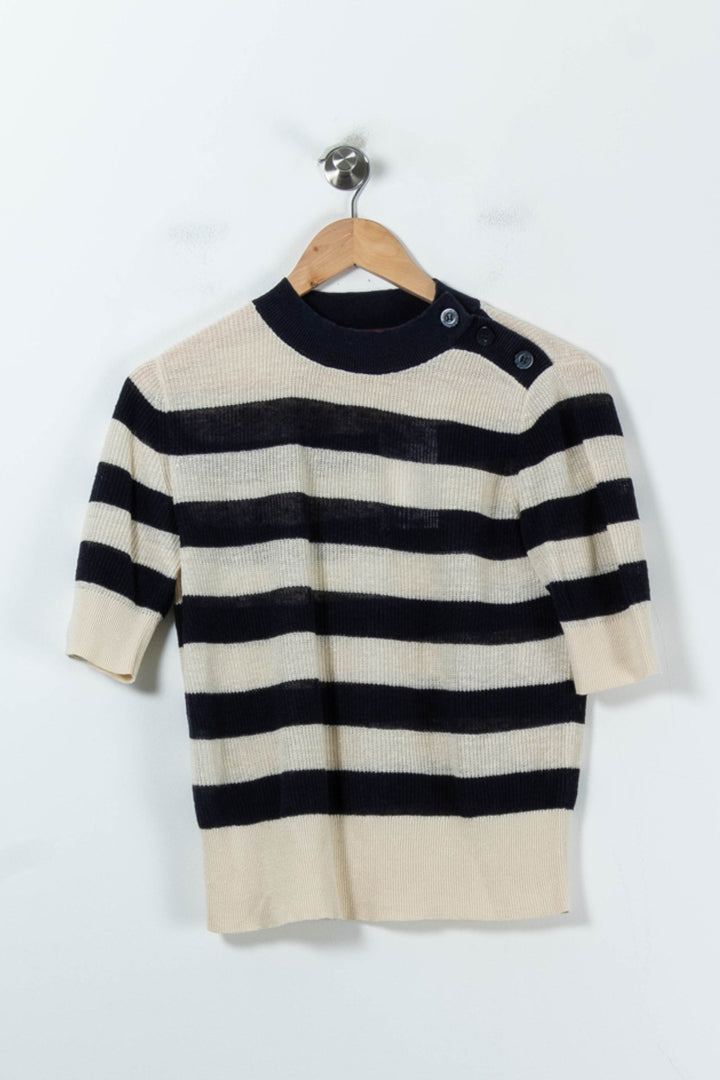 Pull Rayé Noir et Beige - Taille M/38 de la marque Comptoir des Cotonniers | PARAD85577 - Vendu par Paradigme - Image 2