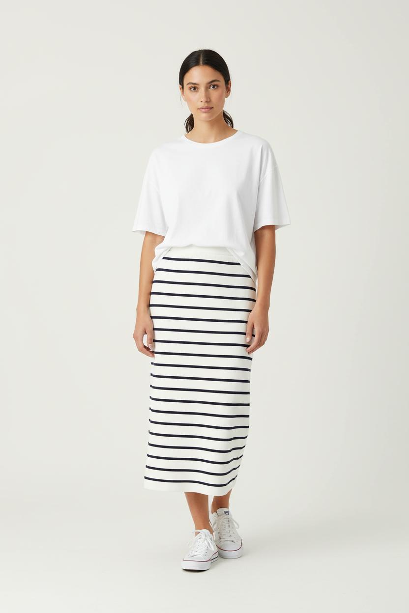 Jupe Longue Blanche et Noire - Taille S/36 de la marque IKKS | PARAD85599 - Vendu par Paradigme - Image 1
