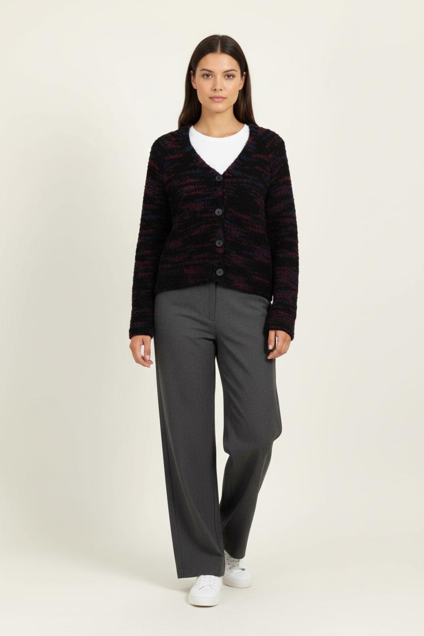 Cardigan Violet et Noir - Taille M/38 de la marque La Fée Maraboutée | PARAD85604 - Vendu par Paradigme - Image 1