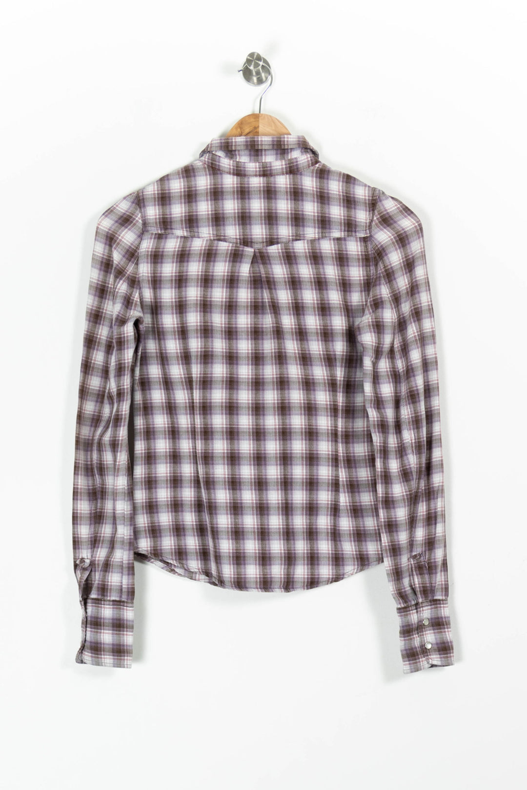 Chemise À Carreaux Marron et Blanche - Taille XS/34 de la marque Maje | PARAD85608 - Vendu par Paradigme - Image 4