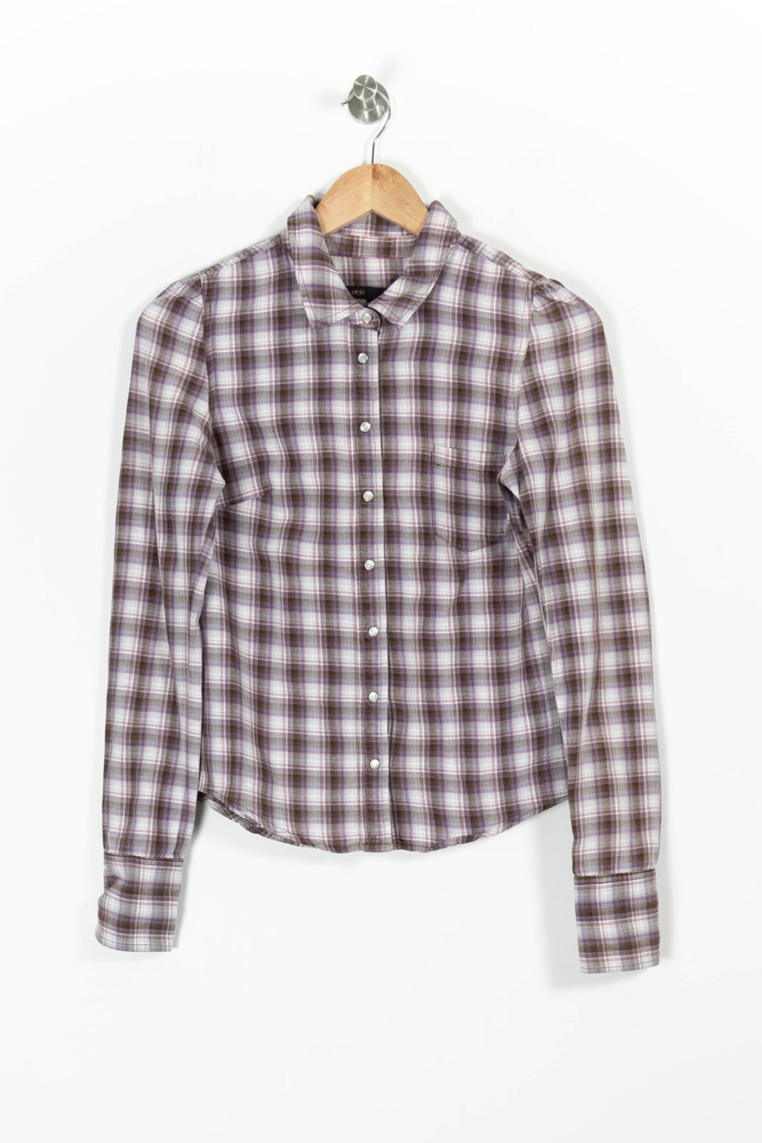 Chemise À Carreaux Marron et Blanche - Taille XS/34 de la marque Maje | PARAD85608 - Vendu par Paradigme - Image 2