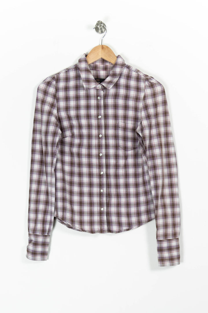Chemise À Carreaux Marron et Blanche - Taille XS/34 de la marque Maje | PARAD85608 - Vendu par Paradigme - Image 2