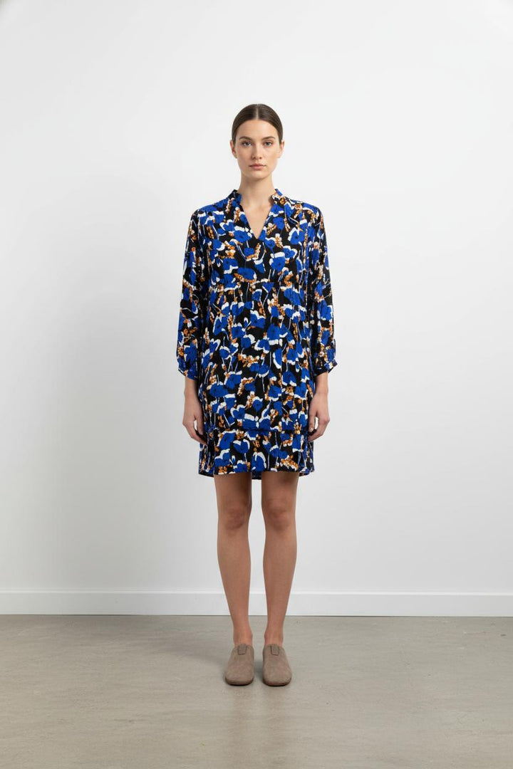 Robe Fleurie Bleue et Noire - Taille M/38 de la marque ZAPA | PARAD85615 - Vendu par Paradigme - Image 1