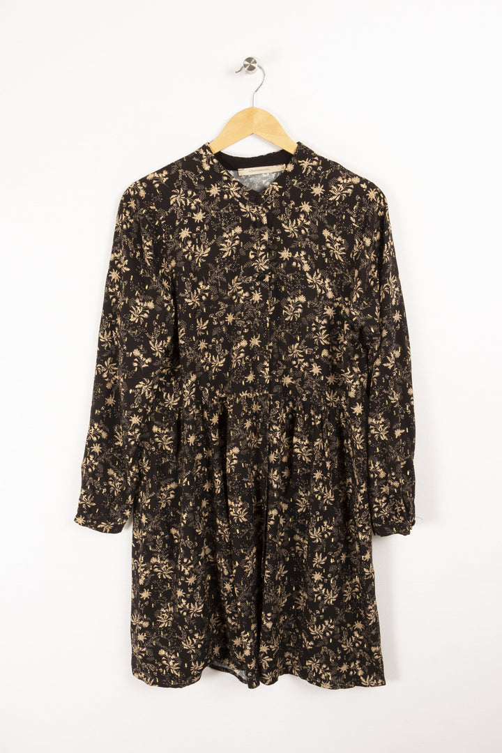 Robe noire avec motif de fleurs - XL / 42