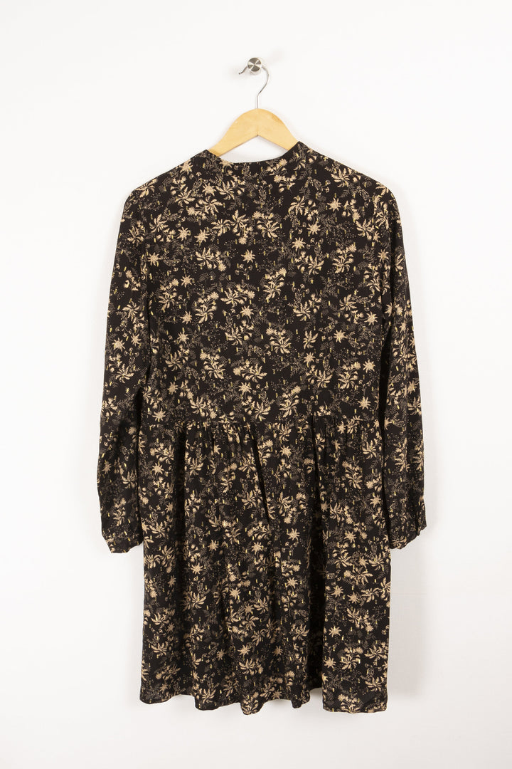 Robe noire avec motif de fleurs - XL / 42