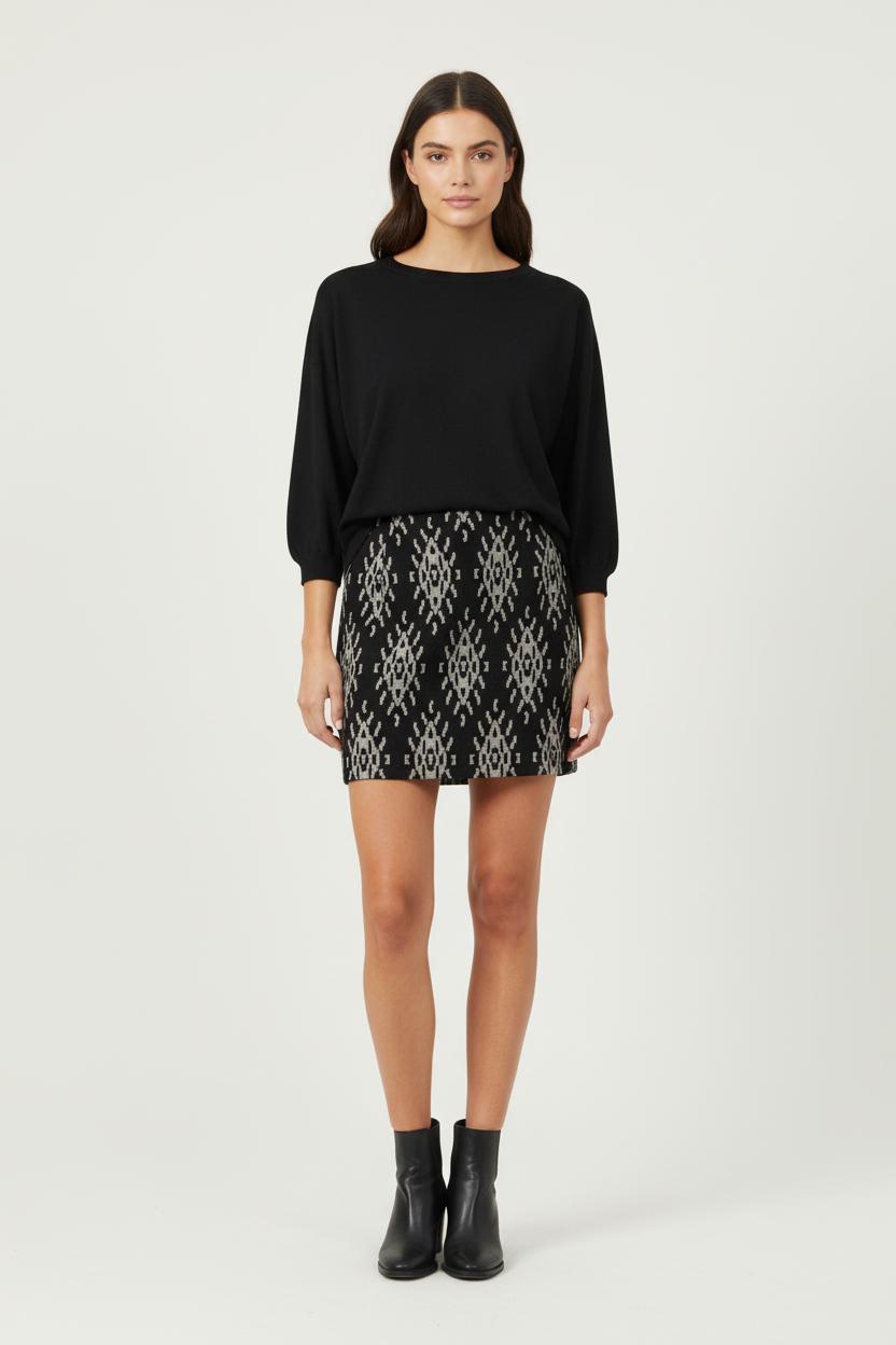 Jupe Droite Noire et Grise - Taille M/38 de la marque Comptoir des Cotonniers | PARAD85718 - Vendu par Paradigme - Image 1