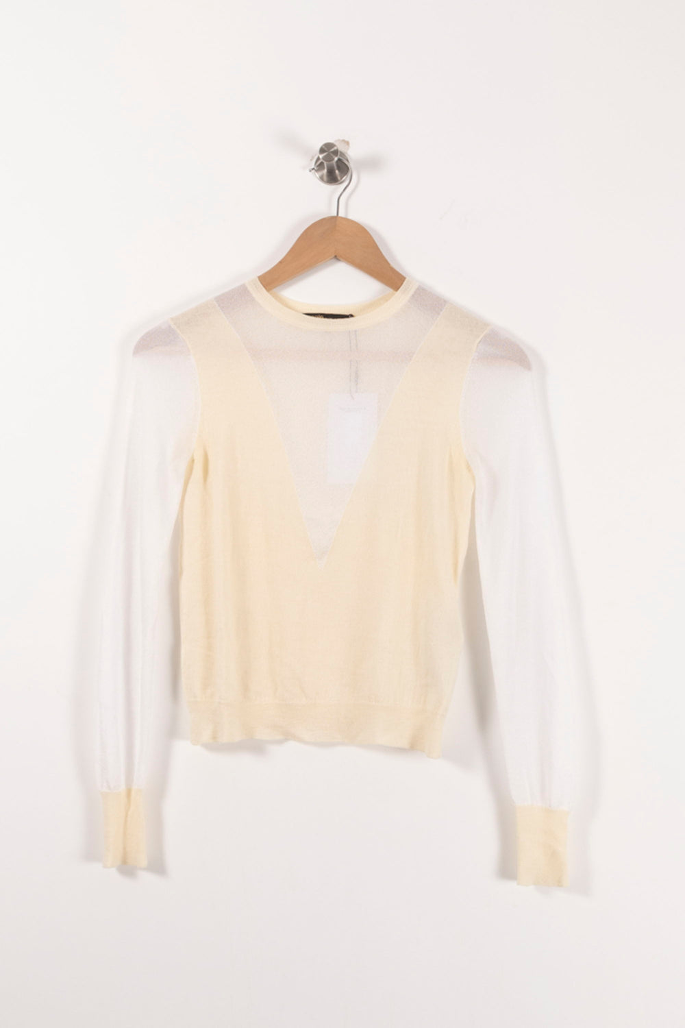 Pull Jaune et Blanc - Taille S/36 de la marque Maje | PARAD85732 - Vendu par Paradigme - Image 2