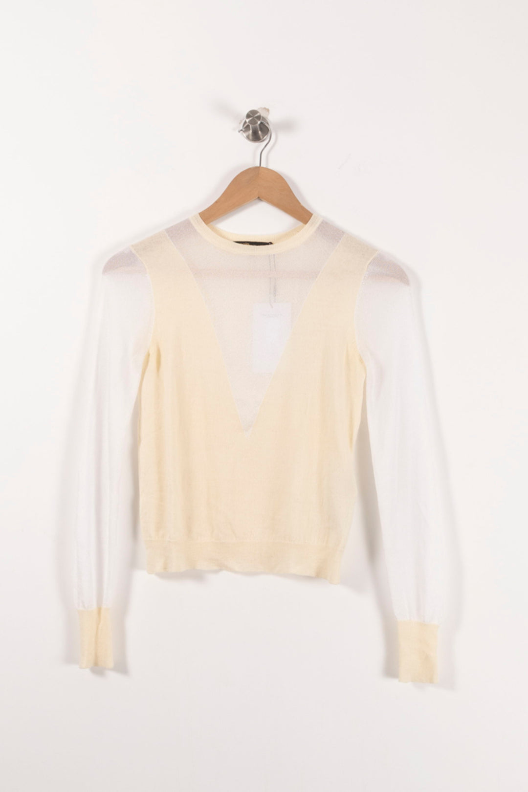 Pull Jaune et Blanc - Taille S/36 de la marque Maje | PARAD85732 - Vendu par Paradigme - Image 2