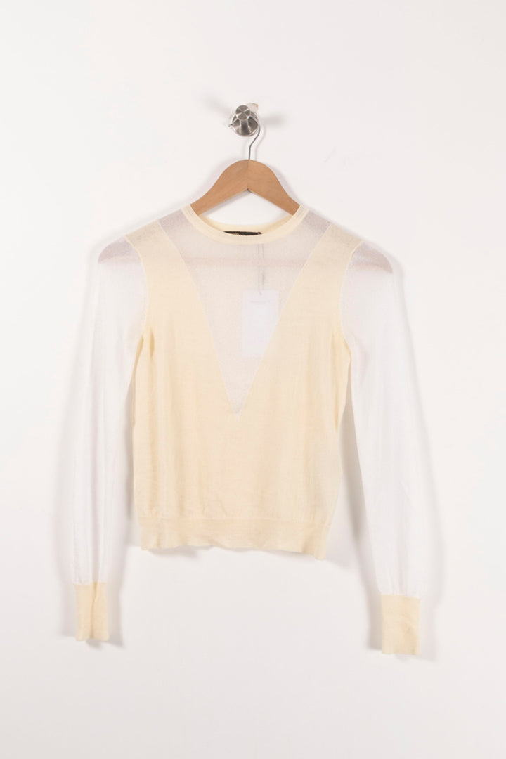 Pull Jaune et Blanc - Taille S/36 de la marque Maje | PARAD85732 - Vendu par Paradigme - Image 2