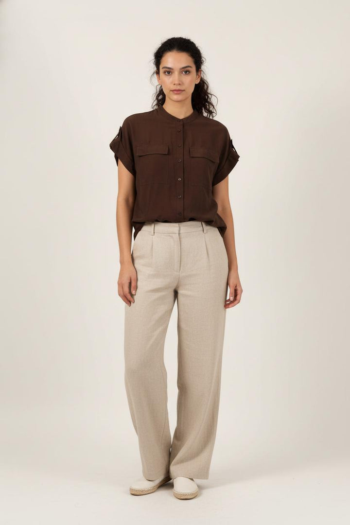 Chemisette Marron - Taille S/36 de la marque Caroll | PARAD85755 - Vendu par Paradigme - Image 1