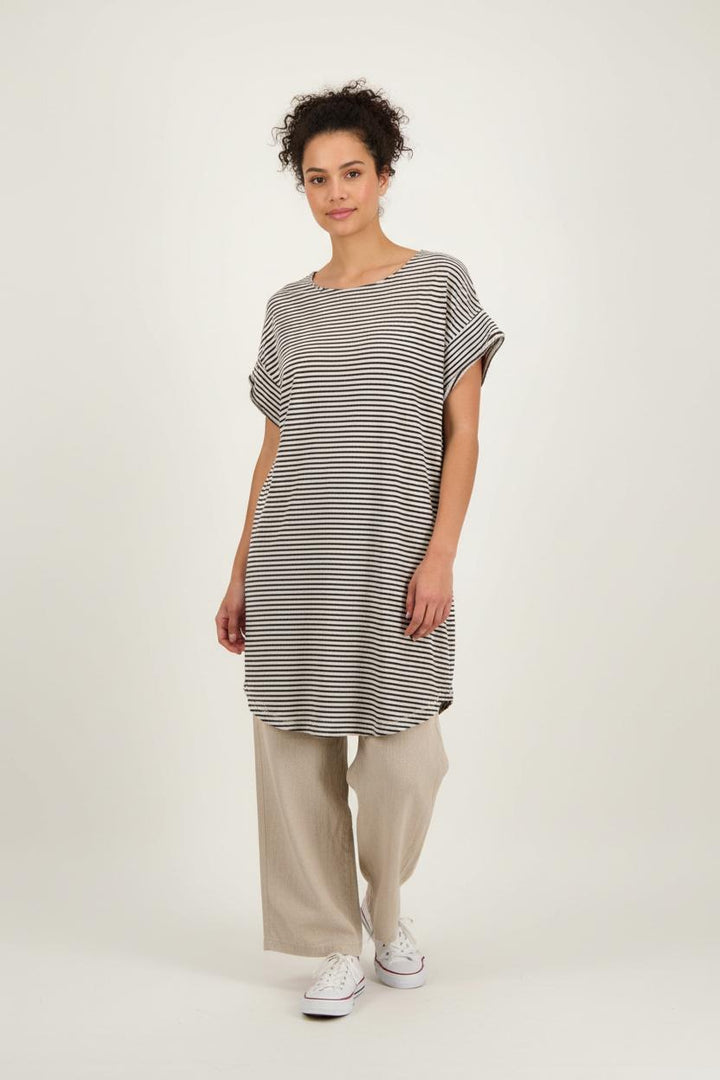 Robe Midi Rayée Noire et Blanche - Taille XS/34 de la marque American Vintage | PARAD85777 - Vendu par Paradigme - Image 1