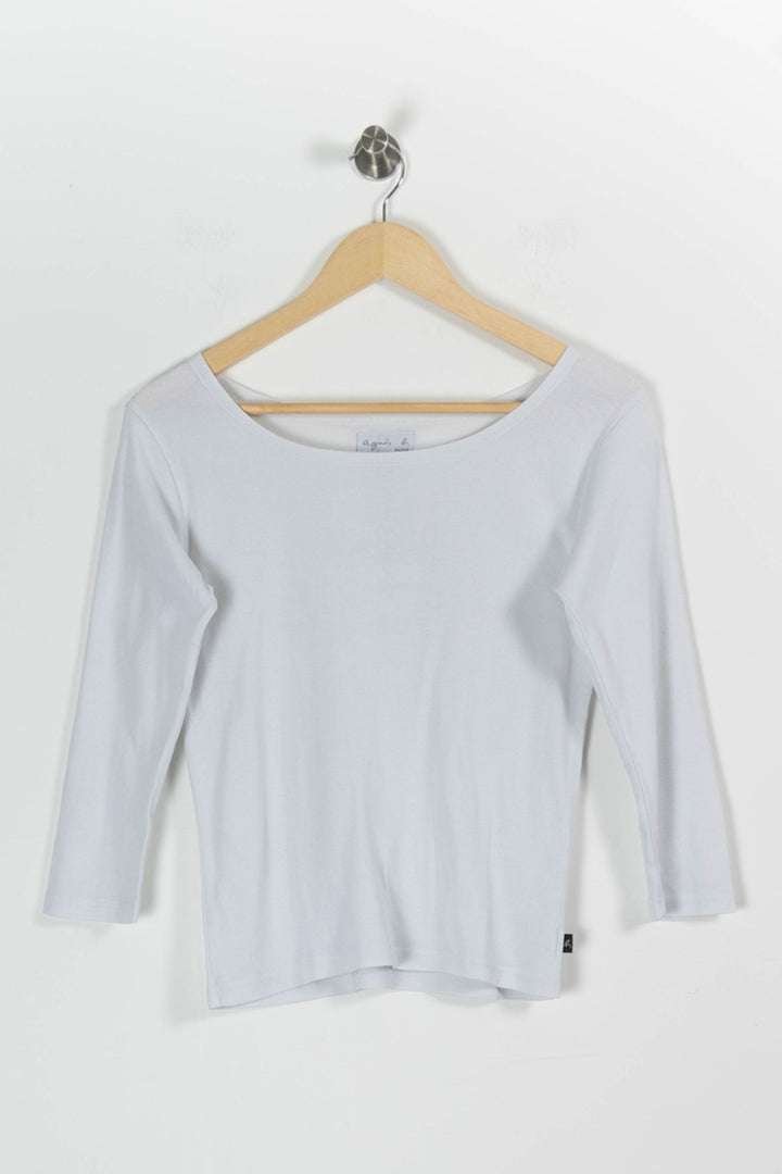T-shirt Manches Longues Blanc - Taille M/38 de la marque Agnès b. | PARAD85829 - Vendu par Paradigme - Image 2
