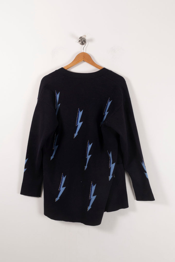 Cardigan Noir et Bleu - Taille M/38 de la marque Sandro | PARAD85836 - Vendu par Paradigme - Image 4