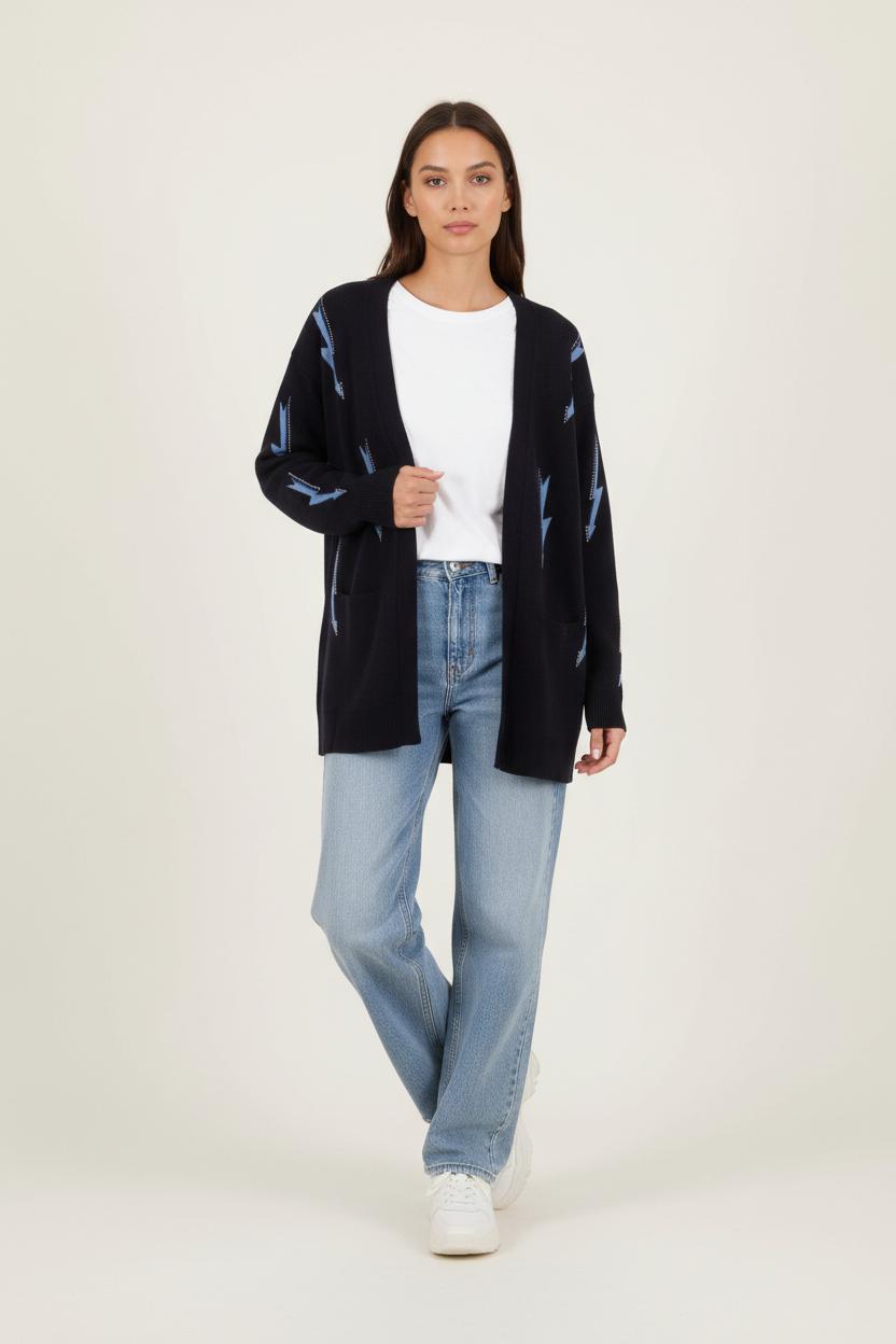 Cardigan Noir et Bleu - Taille M/38 de la marque Sandro | PARAD85836 - Vendu par Paradigme - Image 1