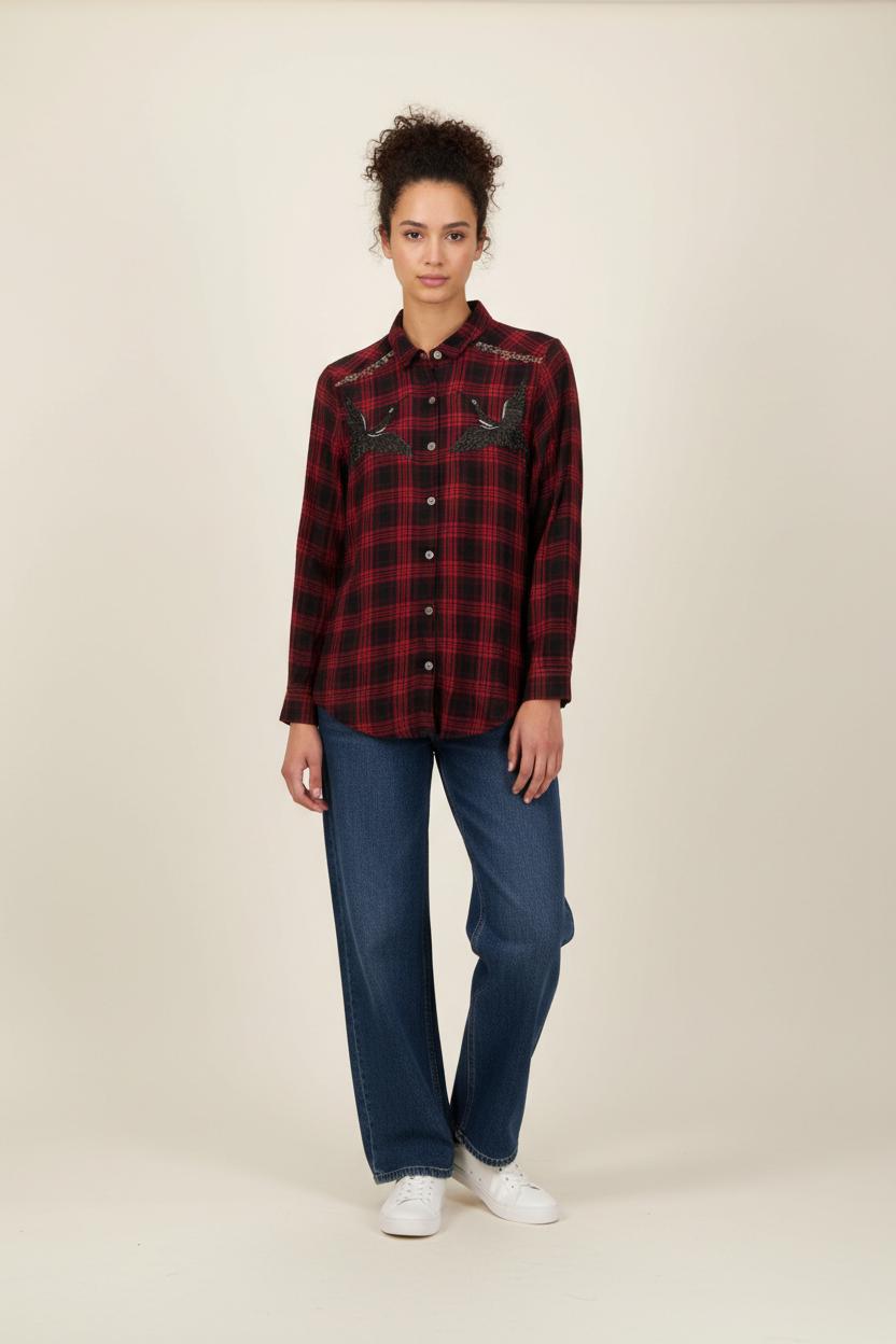 Chemise à Carreaux Rouge et Noire - Taille XS/34 de la marque The Kooples | PARAD85844 - Vendu par Paradigme - Image 1