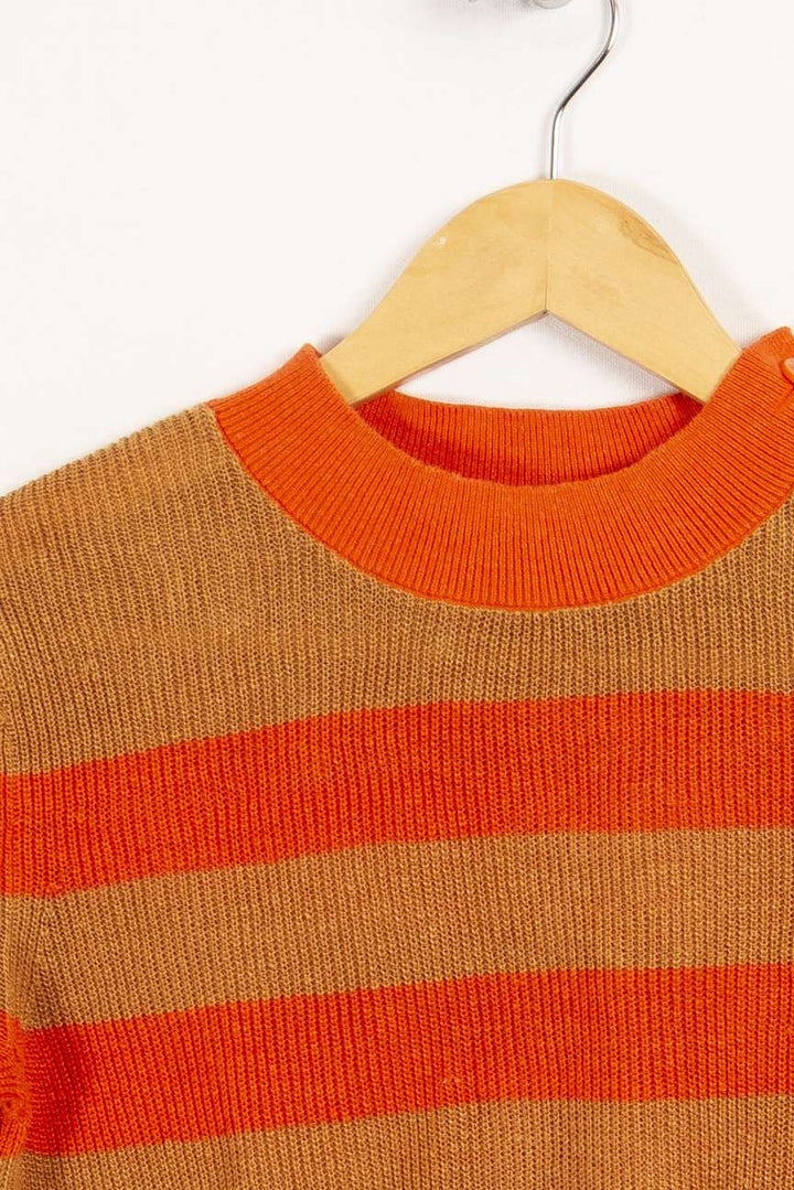 Orange-braun gestreifter Pullover – Größe L/40