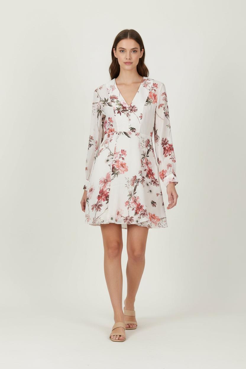 Robe Courte Blanche et Rose - Taille XXS/32 de la marque The Kooples | PARAD86048 - Vendu par Paradigme - Image 1