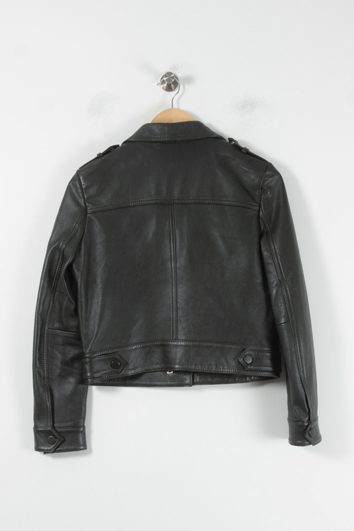 Veste en Cuir Noire - Taille S/36 de la marque Claudie Pierlot | PARAD86066 - Vendu par Paradigme - Image 4