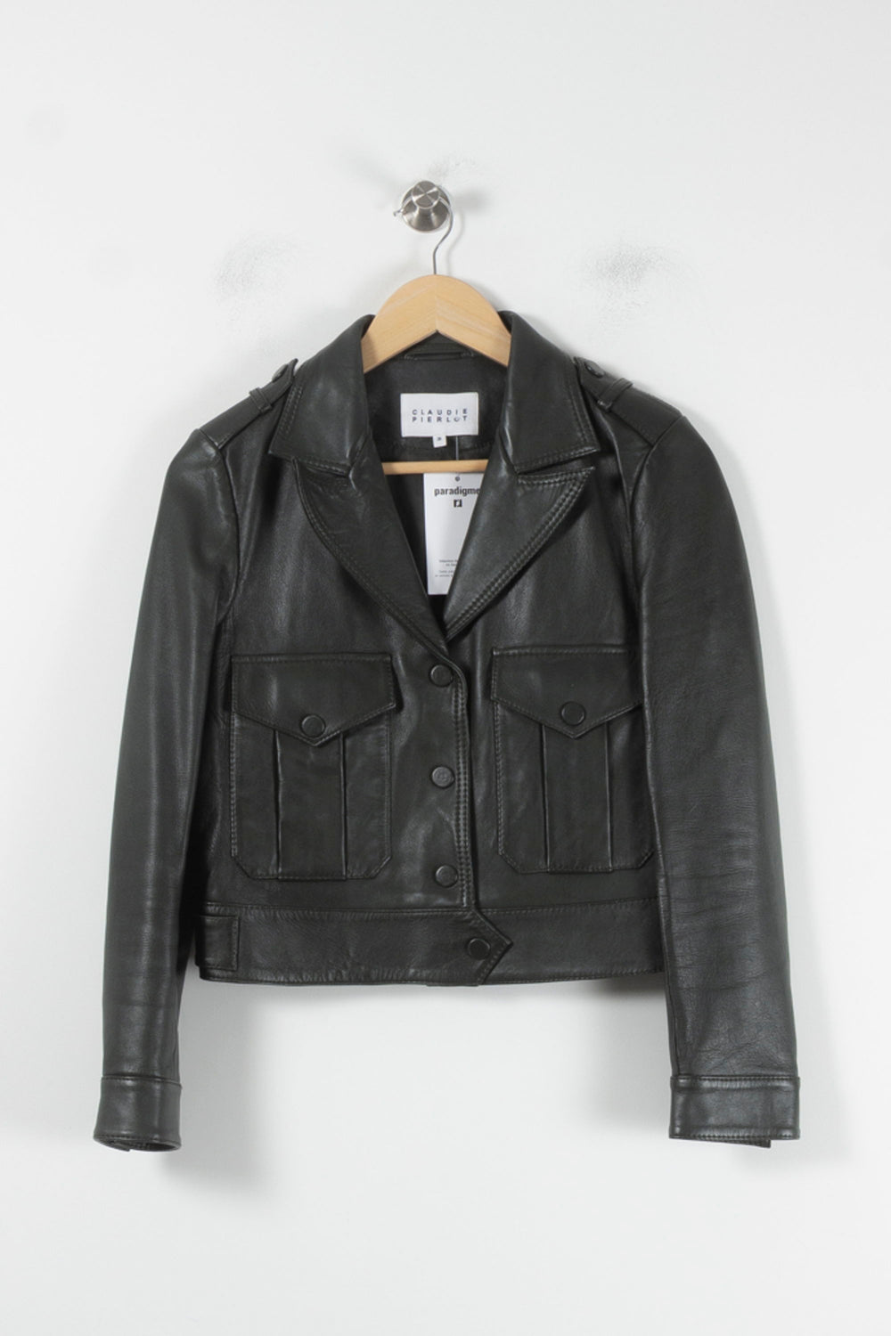 Veste en Cuir Noire - Taille S/36 de la marque Claudie Pierlot | PARAD86066 - Vendu par Paradigme - Image 2