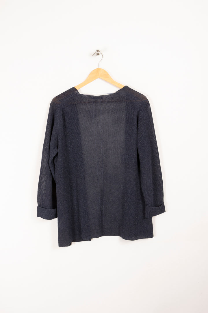 Französischer blauer Cardigan – Größe L/40