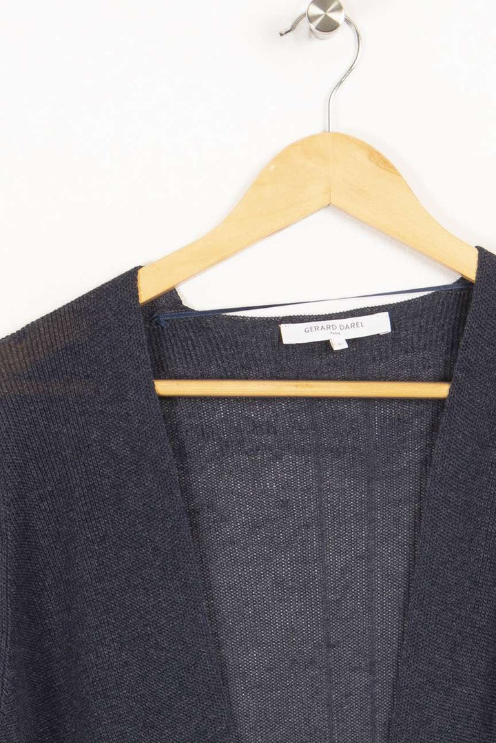 Französischer blauer Cardigan – Größe L/40