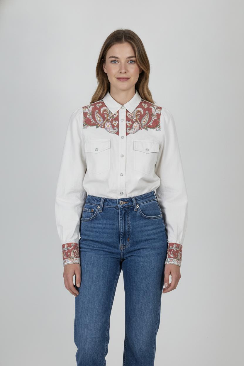 Chemise Blanche et Rouge - Taille XS/34 de la marque Sézane | PARAD86083 - Vendu par Paradigme - Image 1