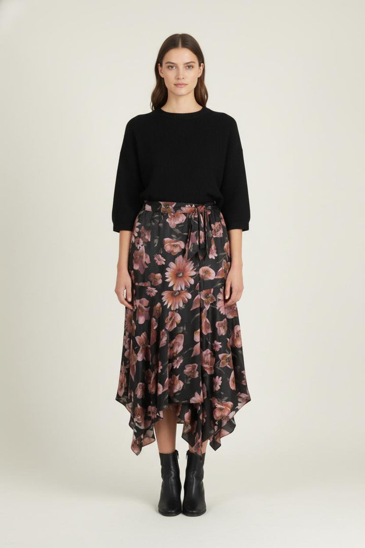 Jupe Asymétrique Noire et Rose - Taille L/40 de la marque The Kooples | PARAD86084 - Vendu par Paradigme - Image 1
