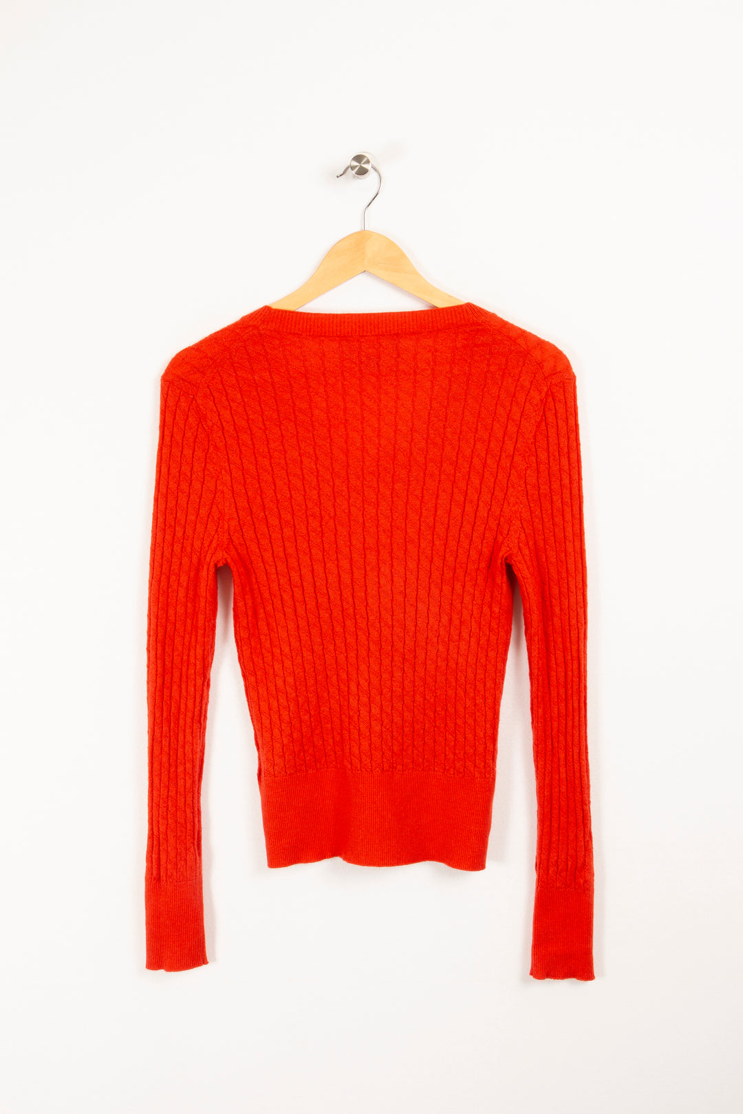 Pullover mit orangefarbenem Streifenmuster – XL / 42