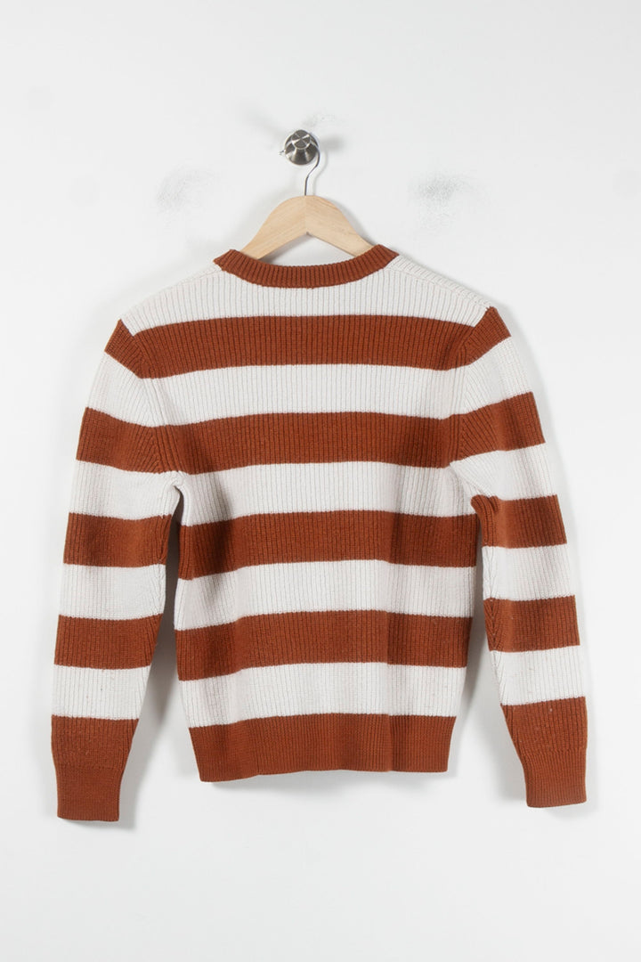 Pull Rayé Blanc et Marron - Taille S/36 de la marque Sandro | PARAD86143 - Vendu par Paradigme - Image 2