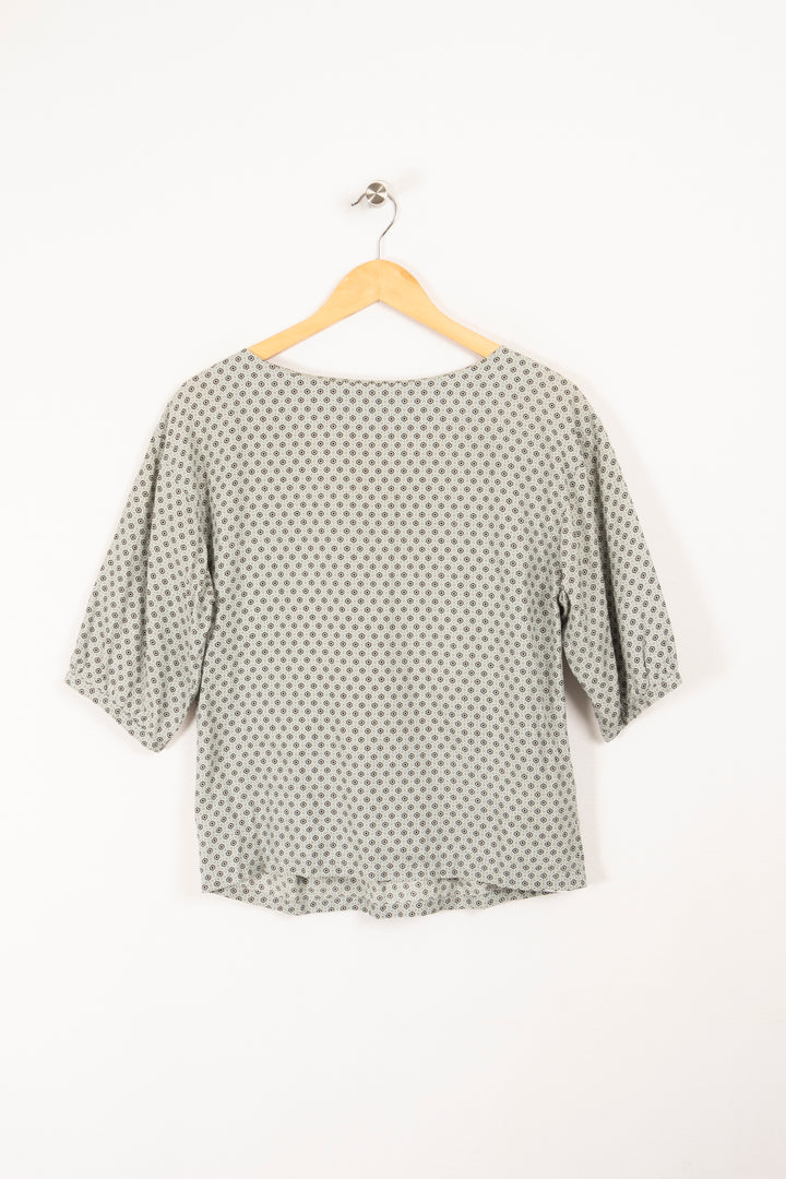 Blouse bleue à petits motifs circulaires - M / 38