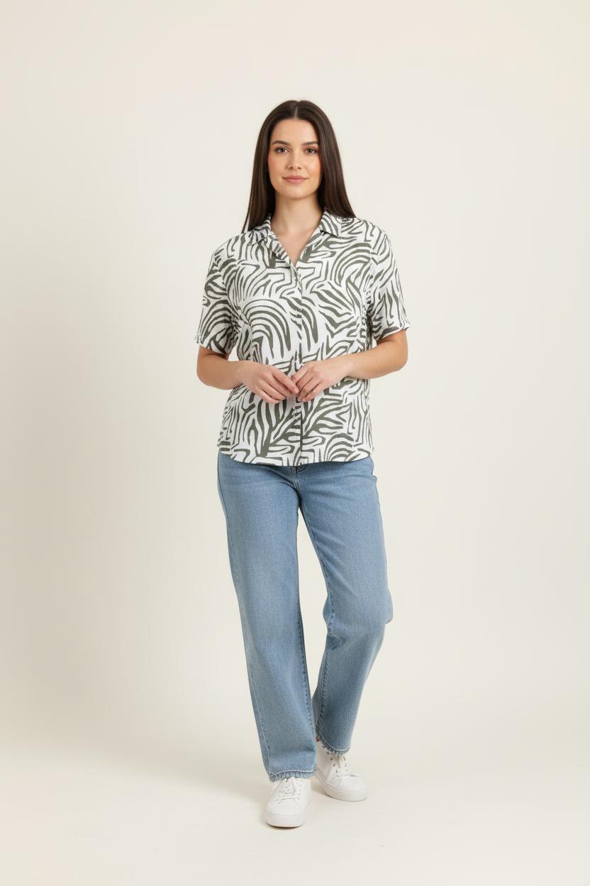 Chemise Blanche et Kaki - Taille S/36 de la marque Caroll | PARAD86220 - Vendu par Paradigme - Image 1