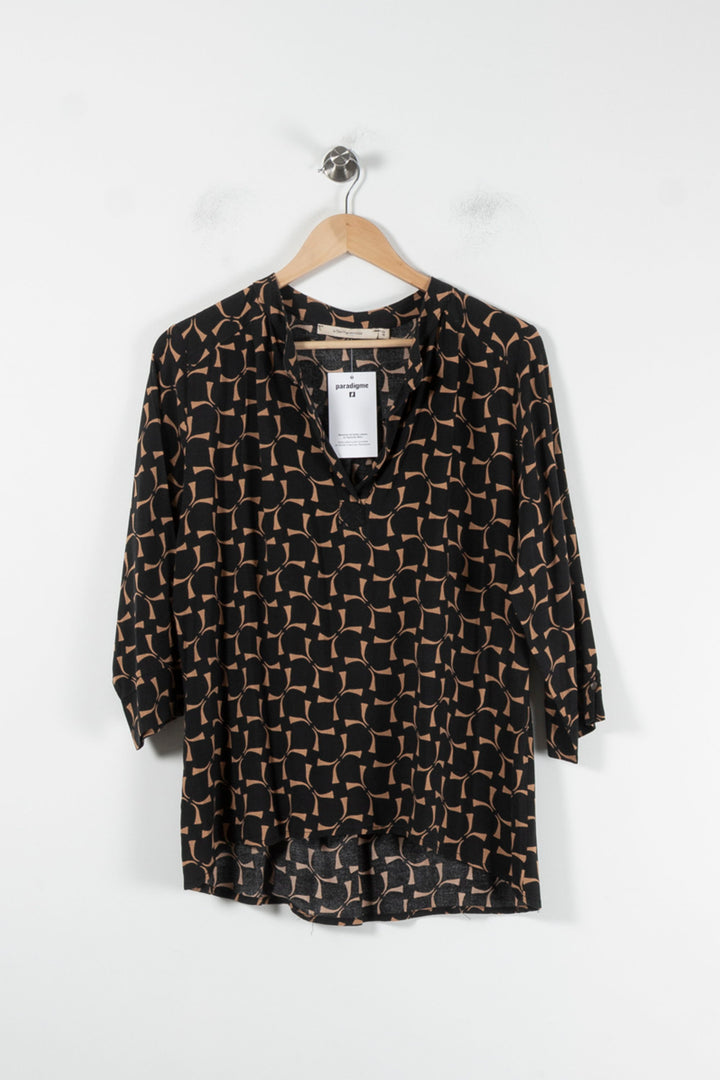 Blouse Noire et Beige - Taille L/40 de la marque La Fée Maraboutée | PARAD86237 - Vendu par Paradigme - Image 2