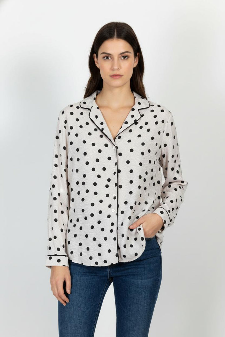 Chemise Blanche à Pois Noirs - Taille XXL/44 de la marque ZAPA | PARAD86245 - Vendu par Paradigme - Image 1