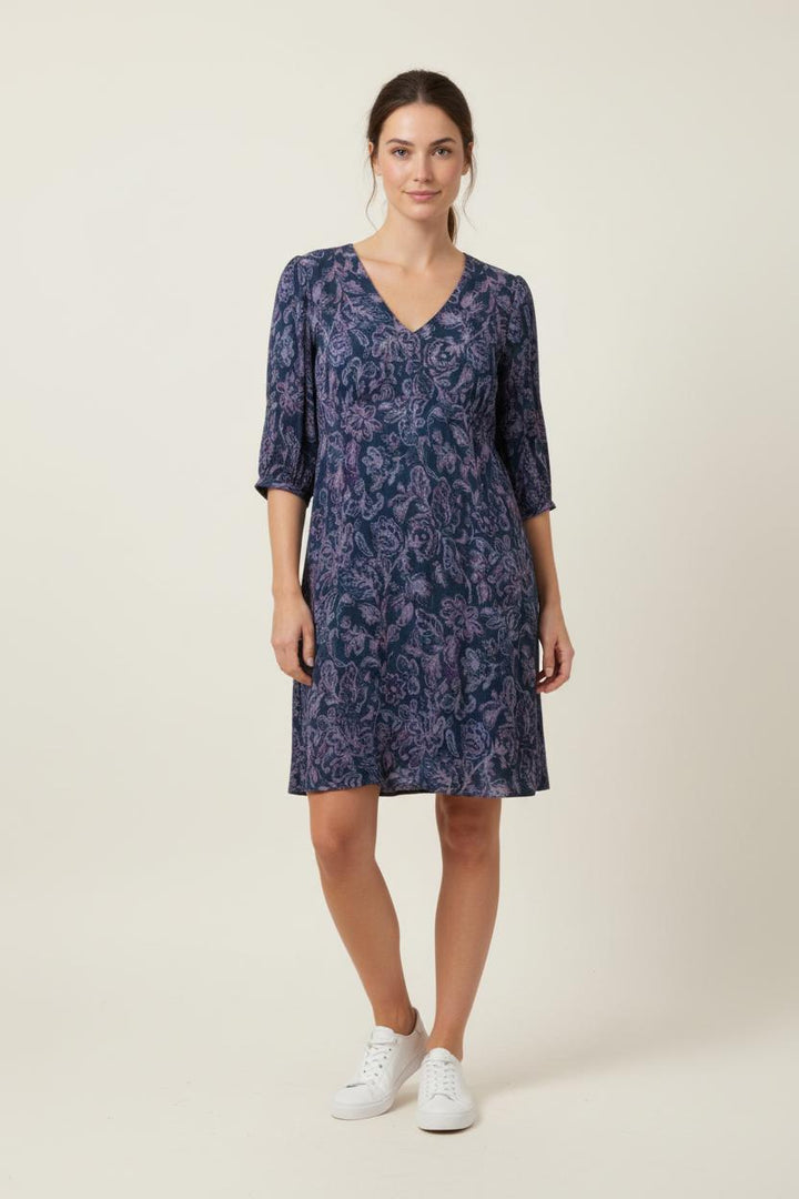Robe Fleurie Bleue et Violette - Taille XL/42 de la marque Maison 123 | PARAD86247 - Vendu par Paradigme - Image 1