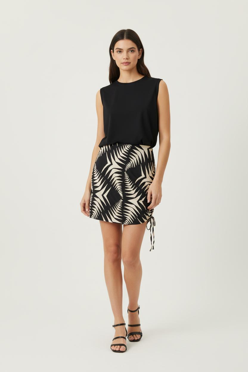 Jupe Courte Noire et Beige - Taille XS/34 de la marque ba&sh | PARAD86252 - Vendu par Paradigme - Image 1