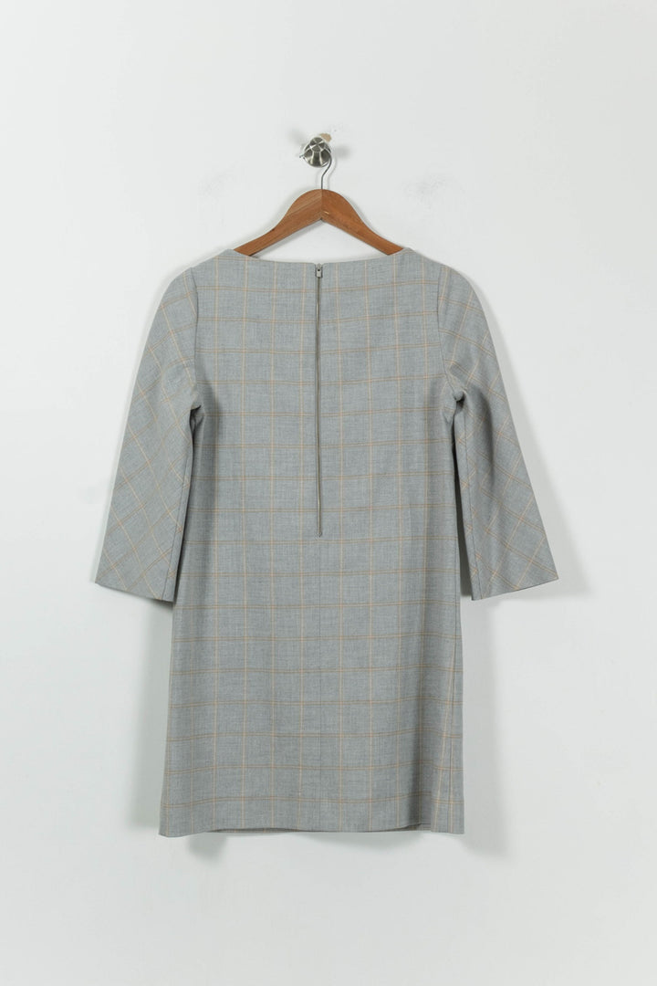 Robe Droite Grise à Carreaux Beige - Taille M/38 de la marque Caroll | PARAD86274 - Vendu par Paradigme - Image 4