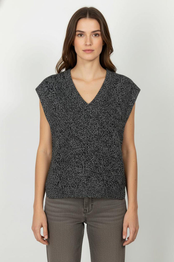 Pull Sans Manches Noir et Gris - Taille L/40 de la marque Caroll | PARAD86315 - Vendu par Paradigme - Image 1