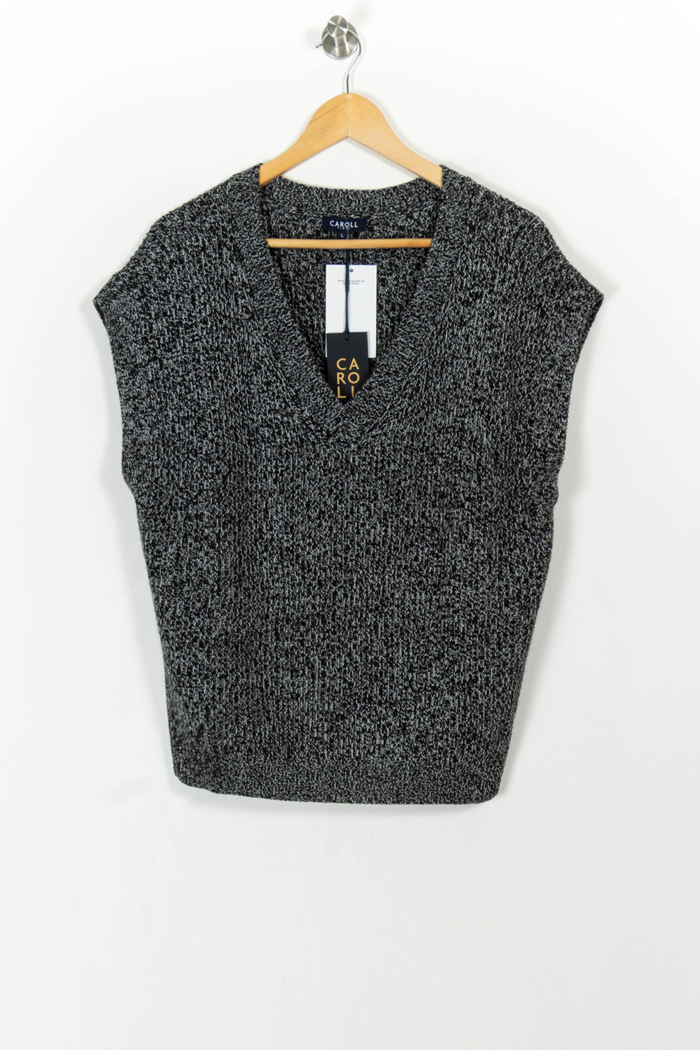 Pull Sans Manches Noir et Gris - Taille L/40 de la marque Caroll | PARAD86315 - Vendu par Paradigme - Image 2